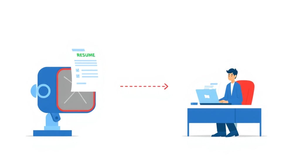 A resume being scanned and filtered by an ATS system before reaching a recruiter