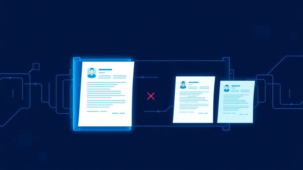 A resume document being scanned and rejected by an ATS system