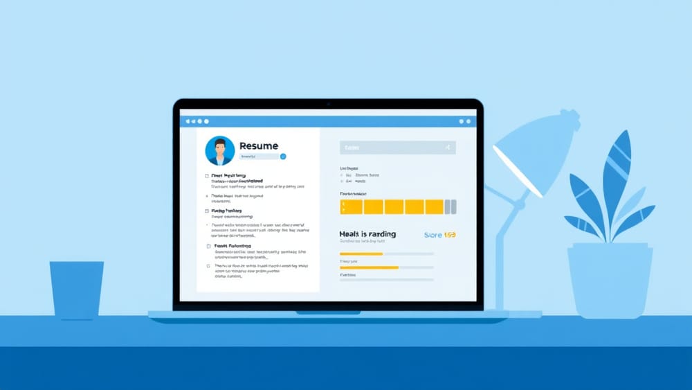A resume being scanned and scored by an ATS system on a computer screen